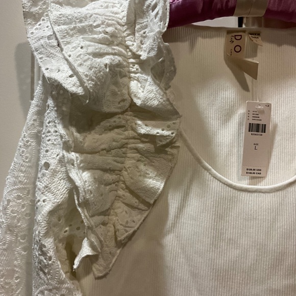 New With Tags DOLAN Ruffle Sleeve Eyelet Ribbed Top - Picture 3 of 11